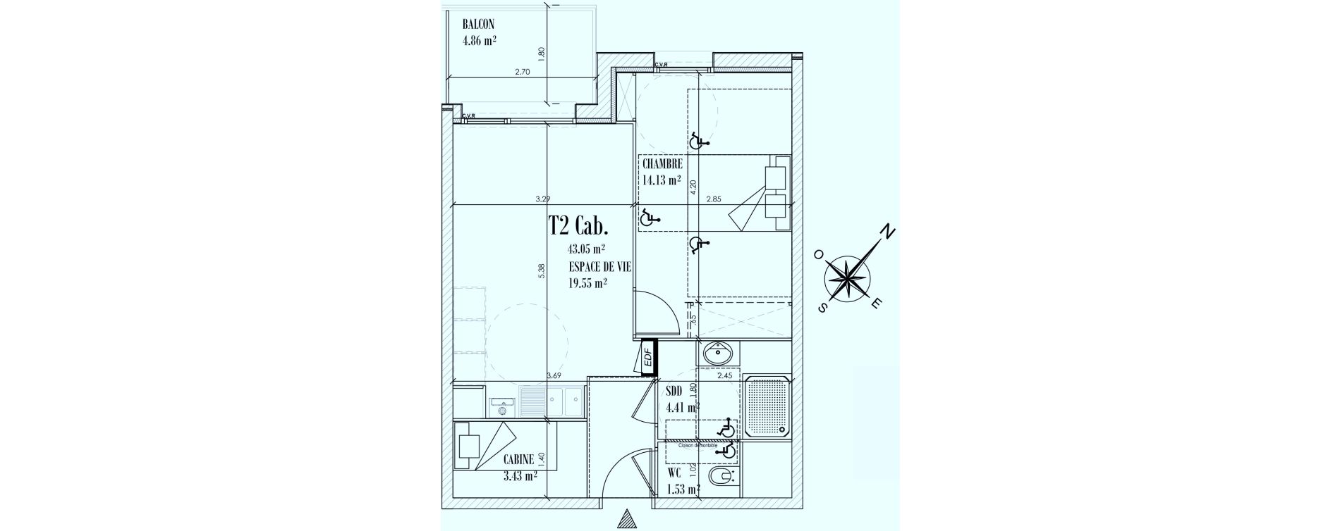 Appartement T2 de 43,05 m2 &agrave; Cayeux-Sur-Mer Centre