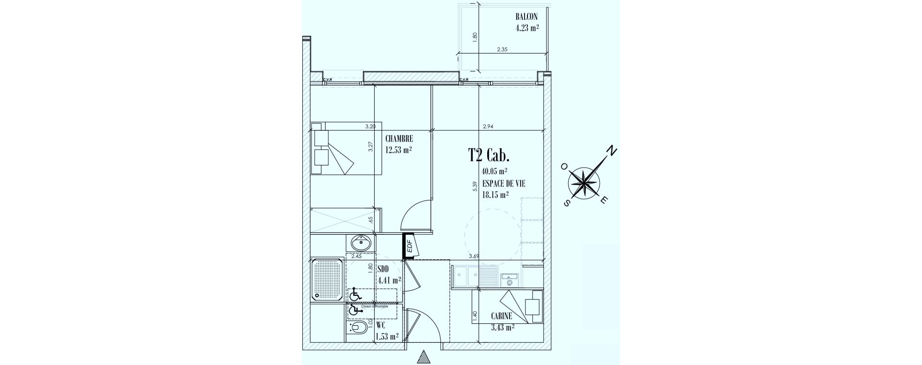 Appartement T2 de 40,05 m2 &agrave; Cayeux-Sur-Mer Centre