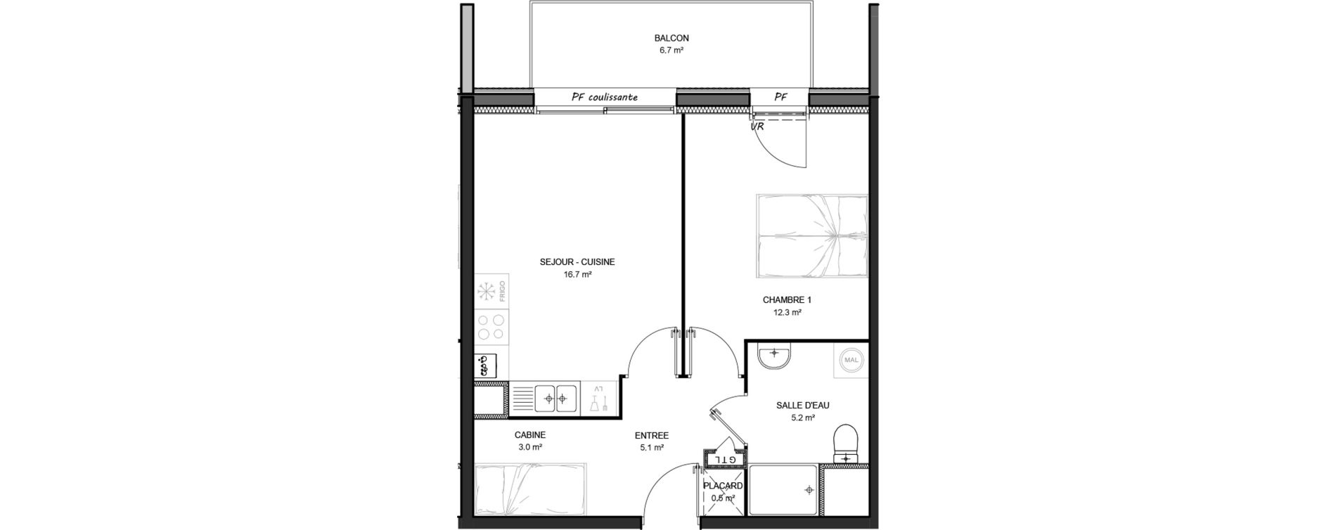 Appartement T2 de 42,80 m2 &agrave; Cayeux-Sur-Mer Centre