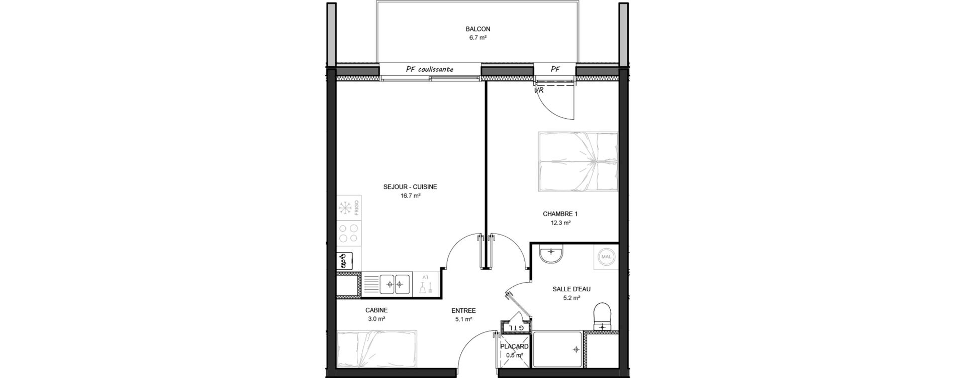 Appartement T2 de 42,80 m2 &agrave; Cayeux-Sur-Mer Centre