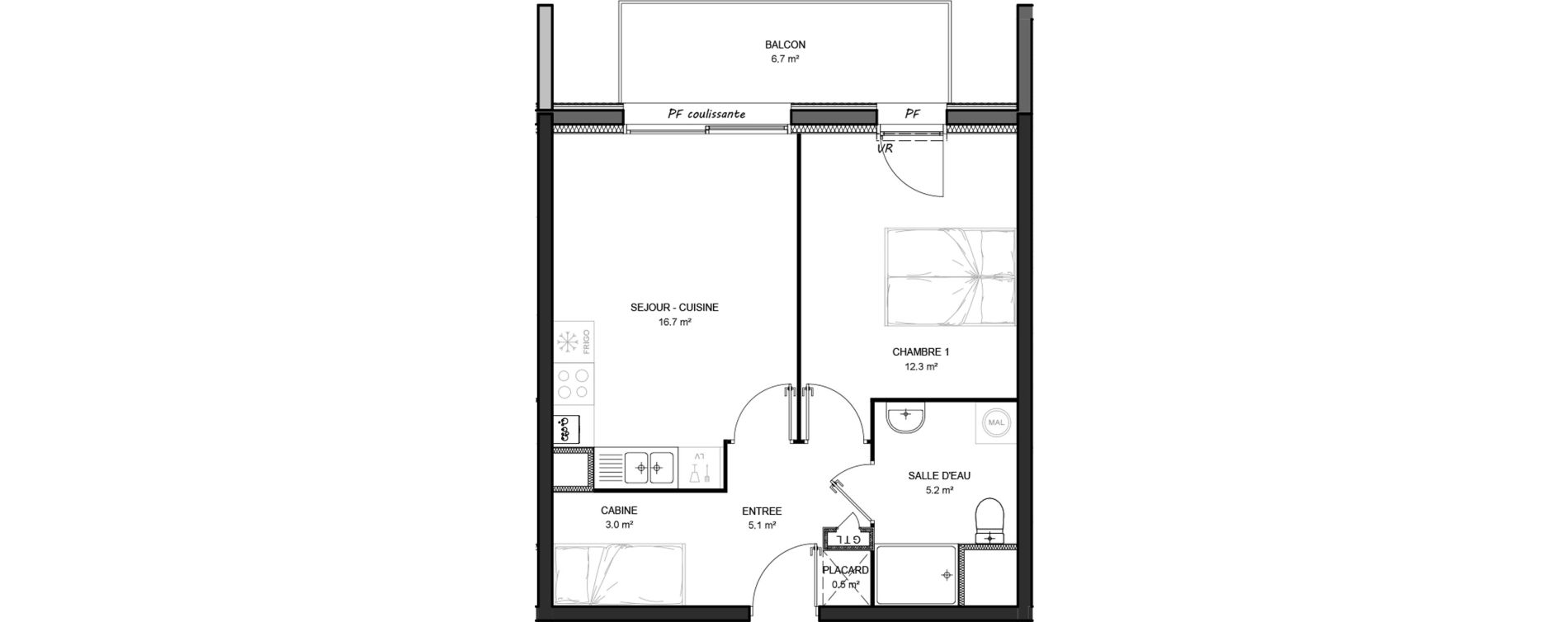 Appartement T2 de 42,80 m2 &agrave; Cayeux-Sur-Mer Centre