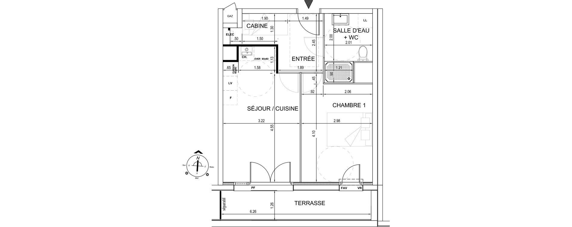 Appartement T2 de 41,42 m2 &agrave; Fort-Mahon-Plage Centre
