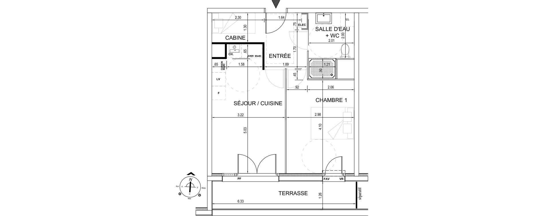 Appartement T2 de 41,92 m2 &agrave; Fort-Mahon-Plage Centre
