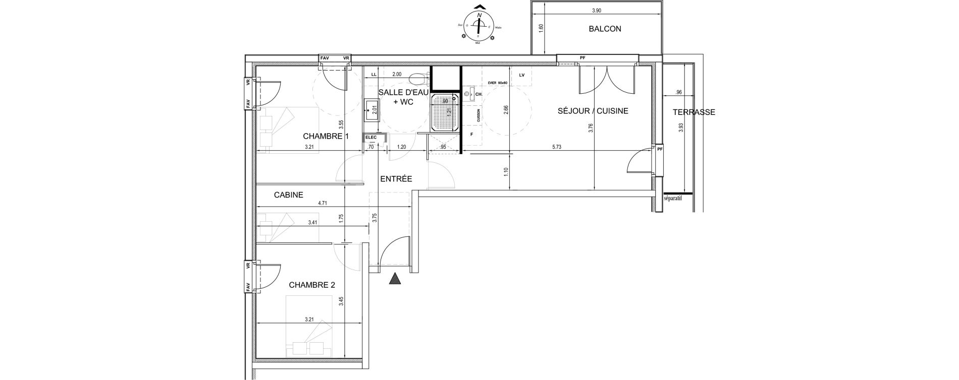 Appartement T3 de 62,84 m2 &agrave; Fort-Mahon-Plage Centre
