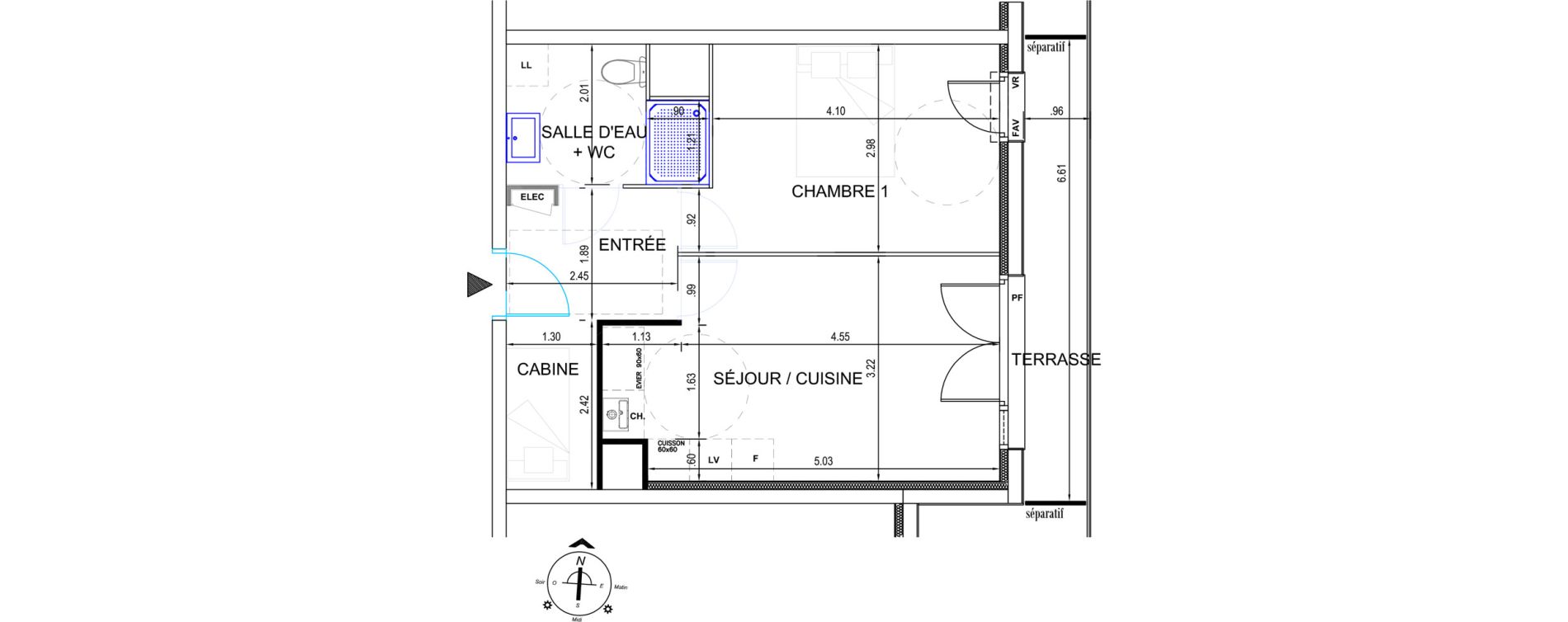 Appartement T2 de 42,11 m2 &agrave; Fort-Mahon-Plage Centre