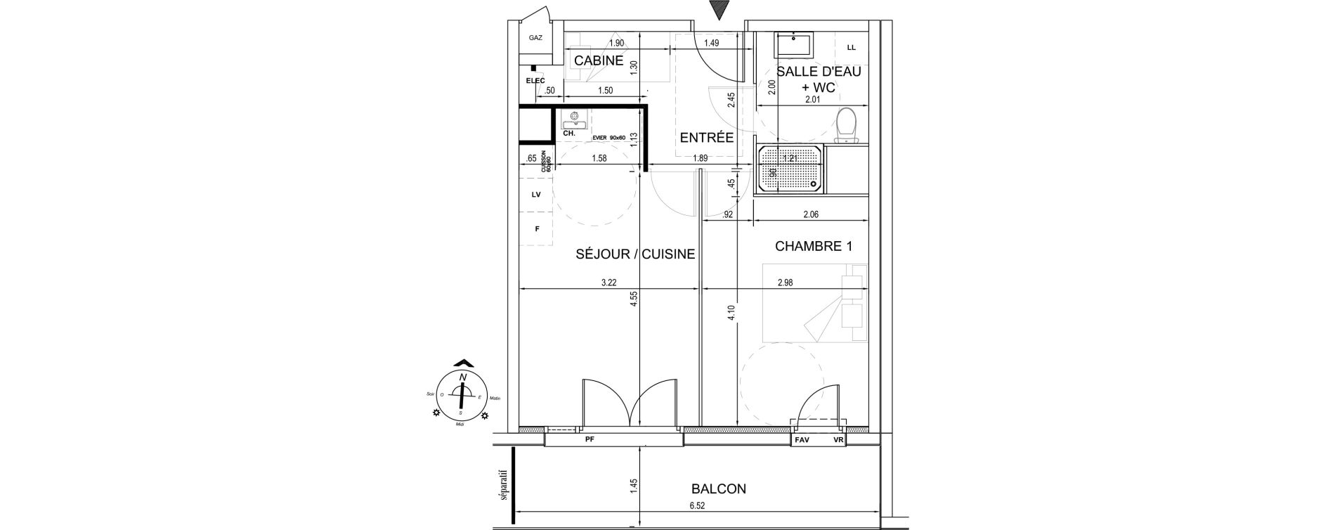 Appartement T2 de 41,42 m2 &agrave; Fort-Mahon-Plage Centre