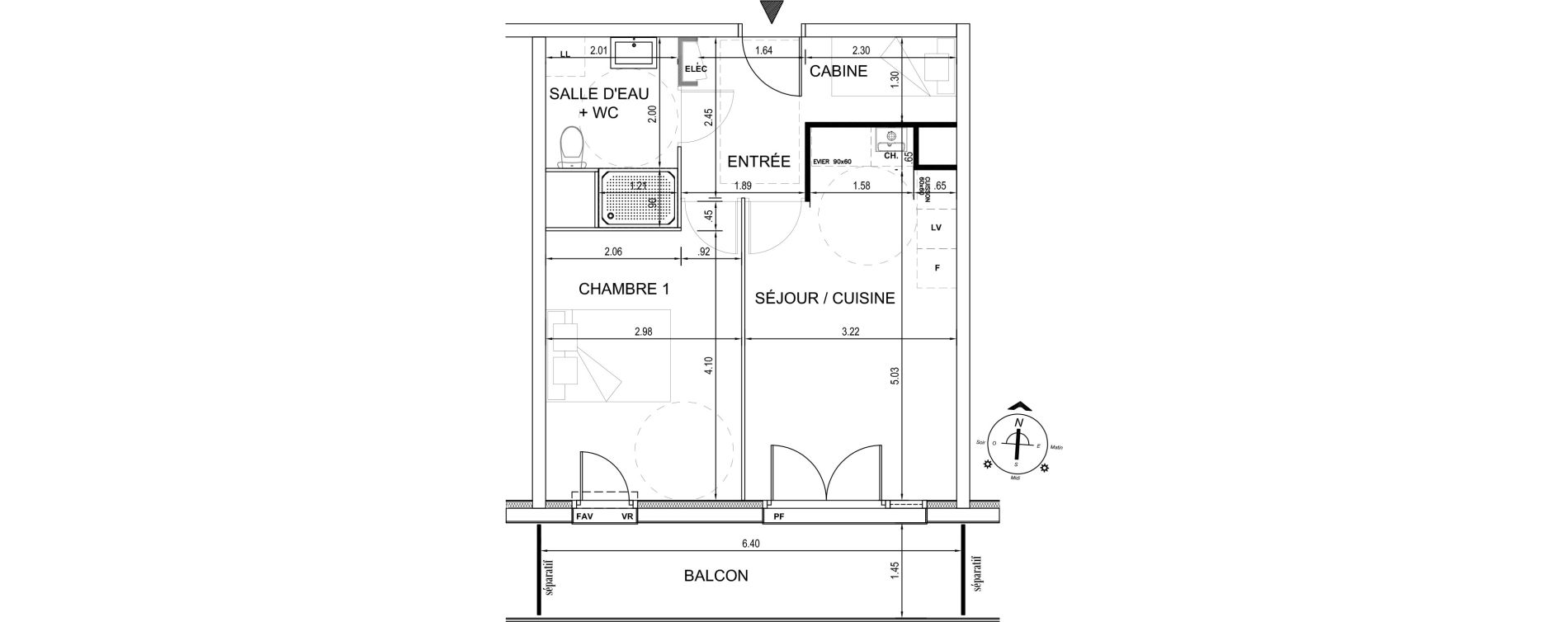 Appartement T2 de 41,92 m2 &agrave; Fort-Mahon-Plage Centre