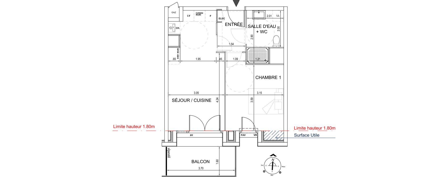Appartement T2 de 38,38 m2 &agrave; Fort-Mahon-Plage Centre