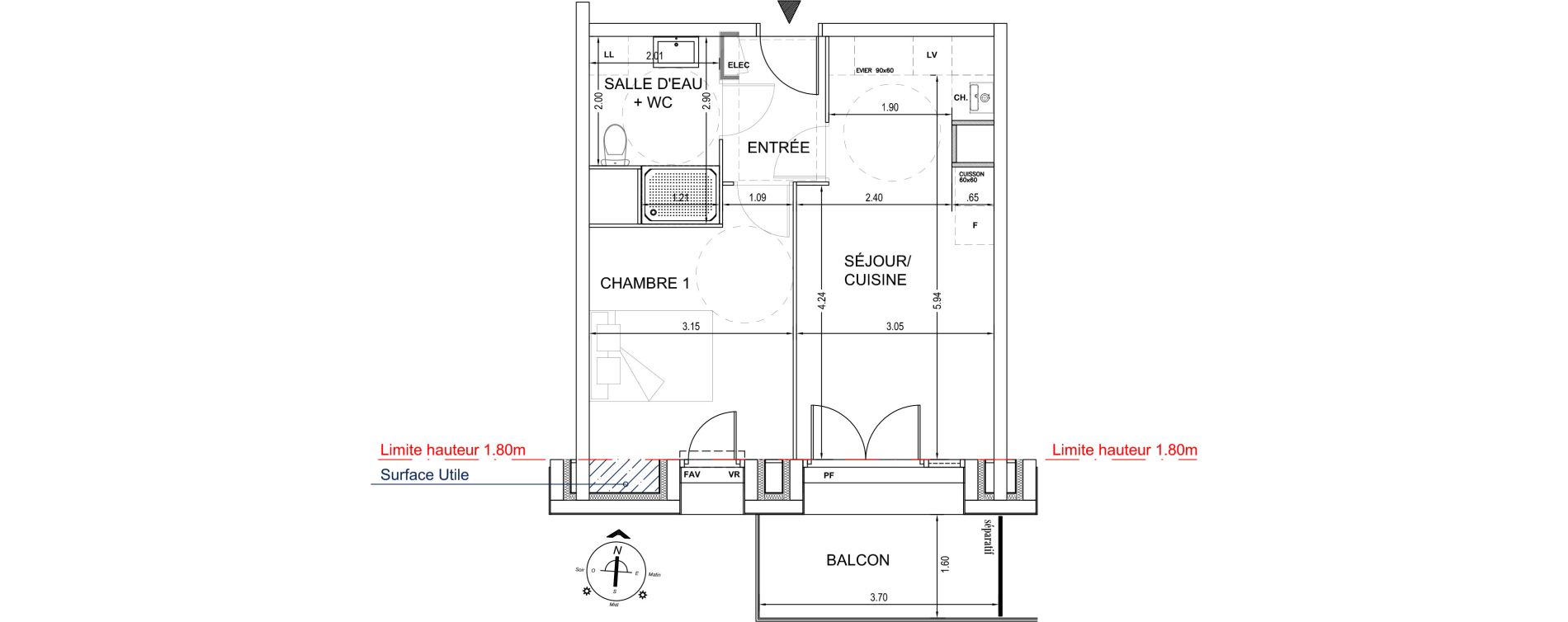 Appartement T2 de 38,85 m2 &agrave; Fort-Mahon-Plage Centre