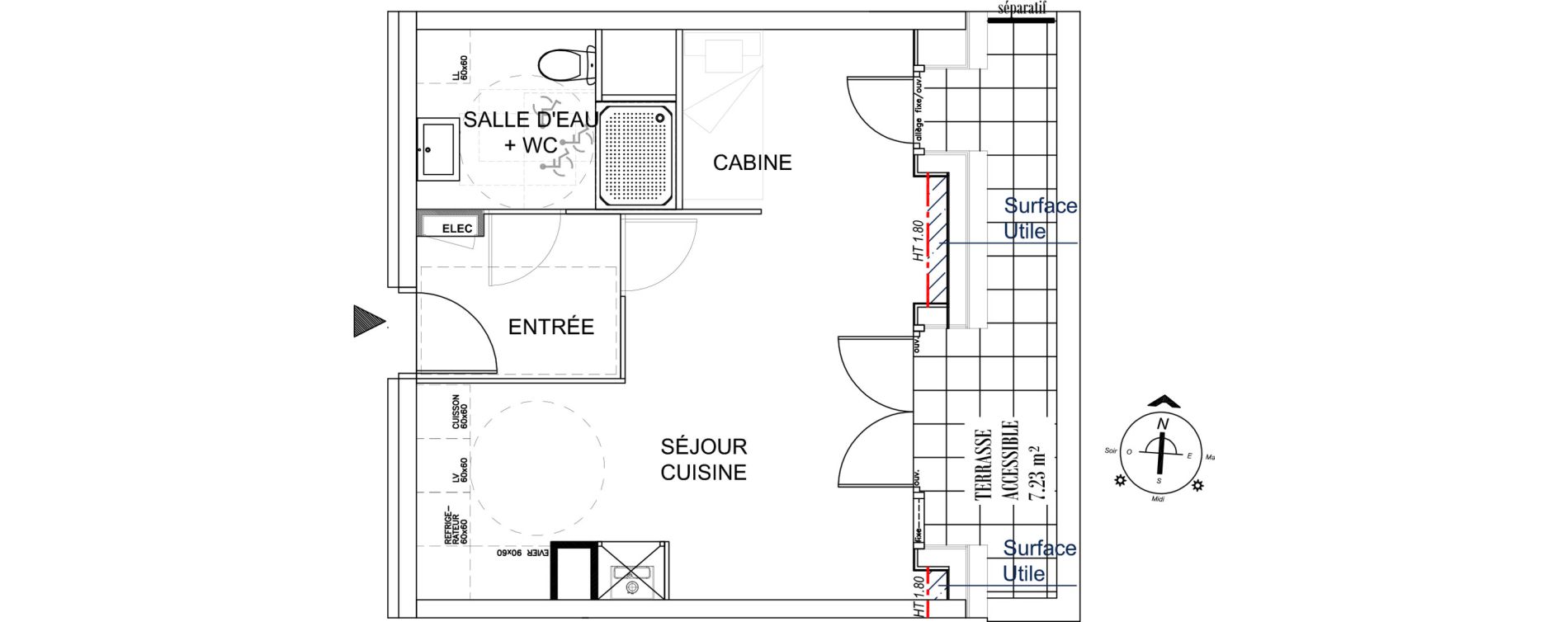 Appartement T1 de 29,83 m2 &agrave; Fort-Mahon-Plage Centre