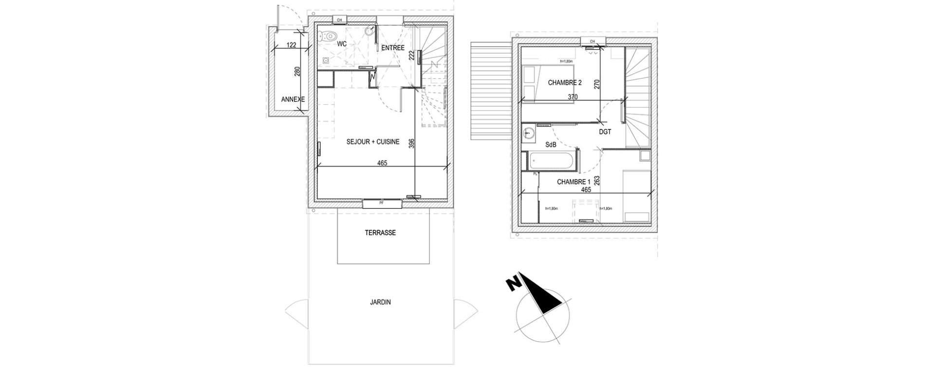 Maison T3 de 47,32 m2 &agrave; Fort-Mahon-Plage Centre