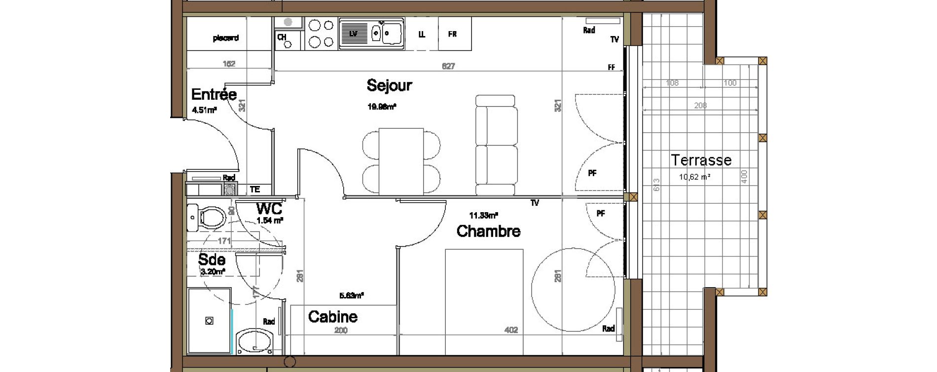Appartement T2 de 46,19 m2 &agrave; Fort-Mahon-Plage Centre