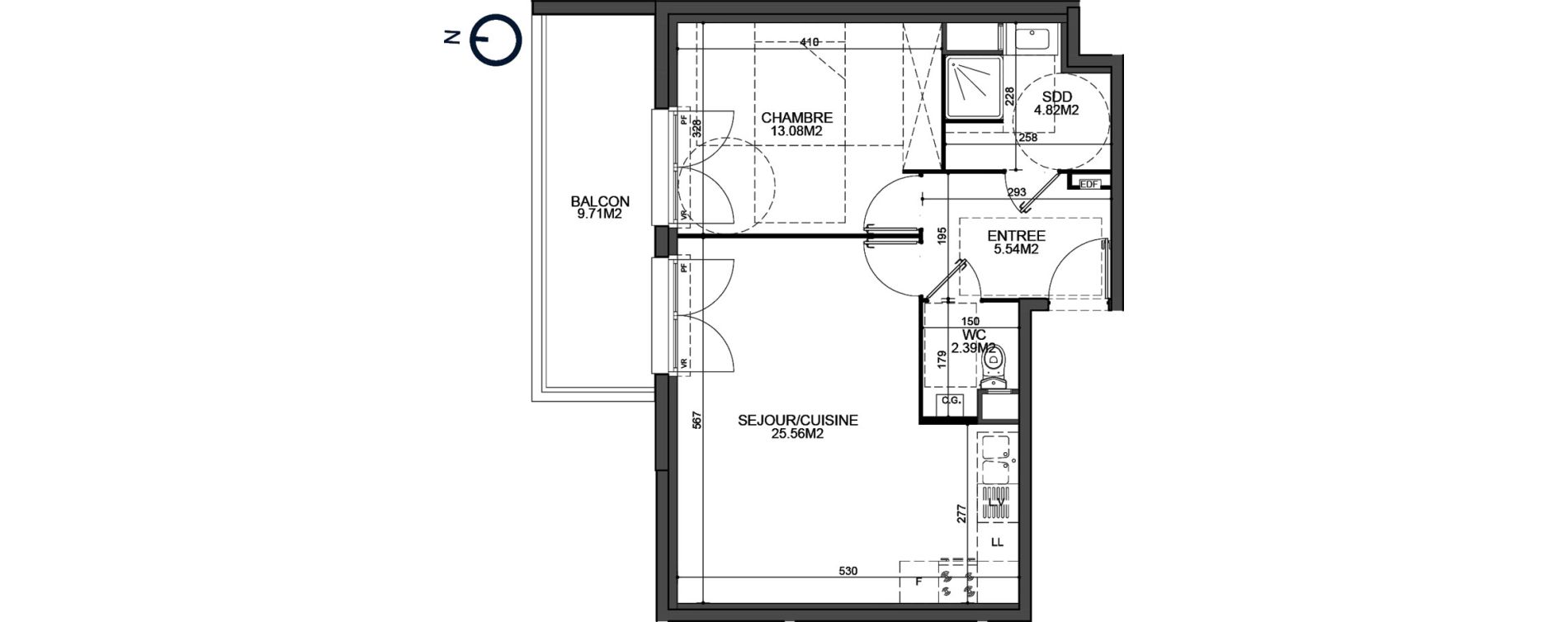 Appartement T2 de 51,39 m2 &agrave; Fort-Mahon-Plage Centre