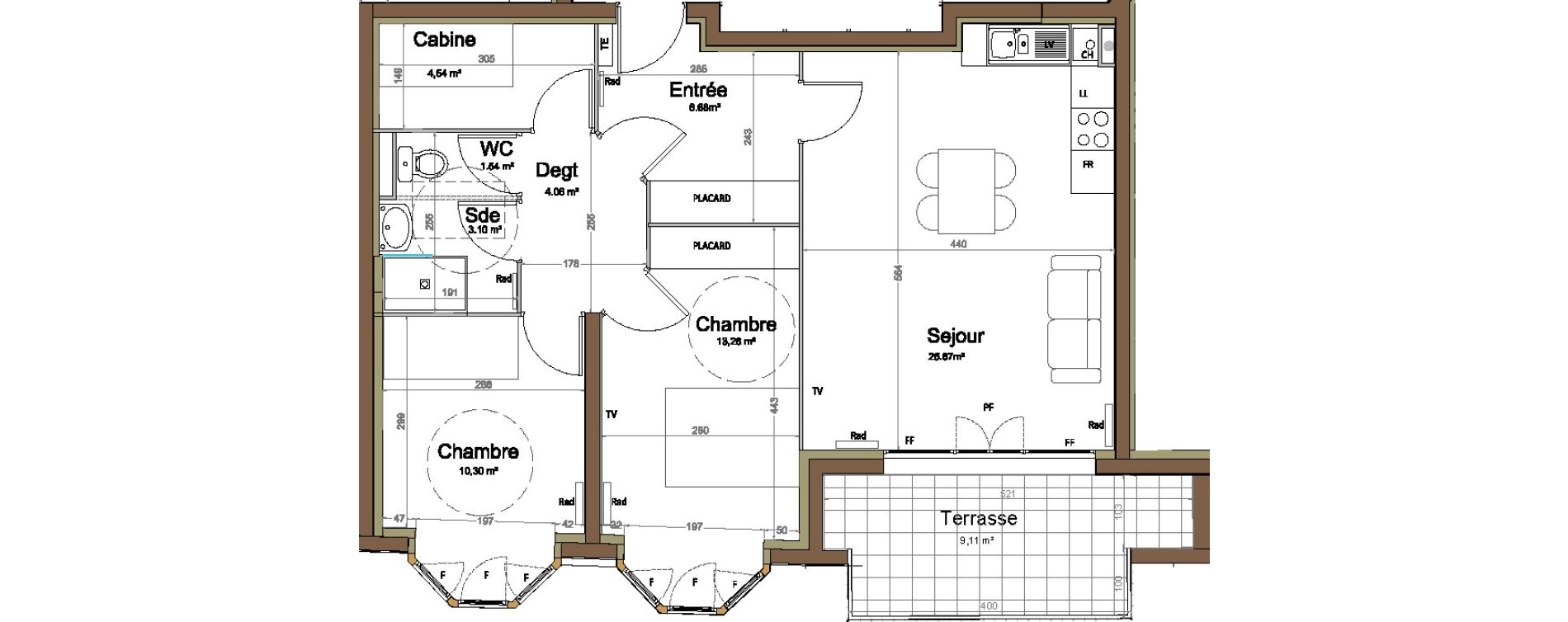 Appartement T2 de 44,79 m2 &agrave; Fort-Mahon-Plage Centre