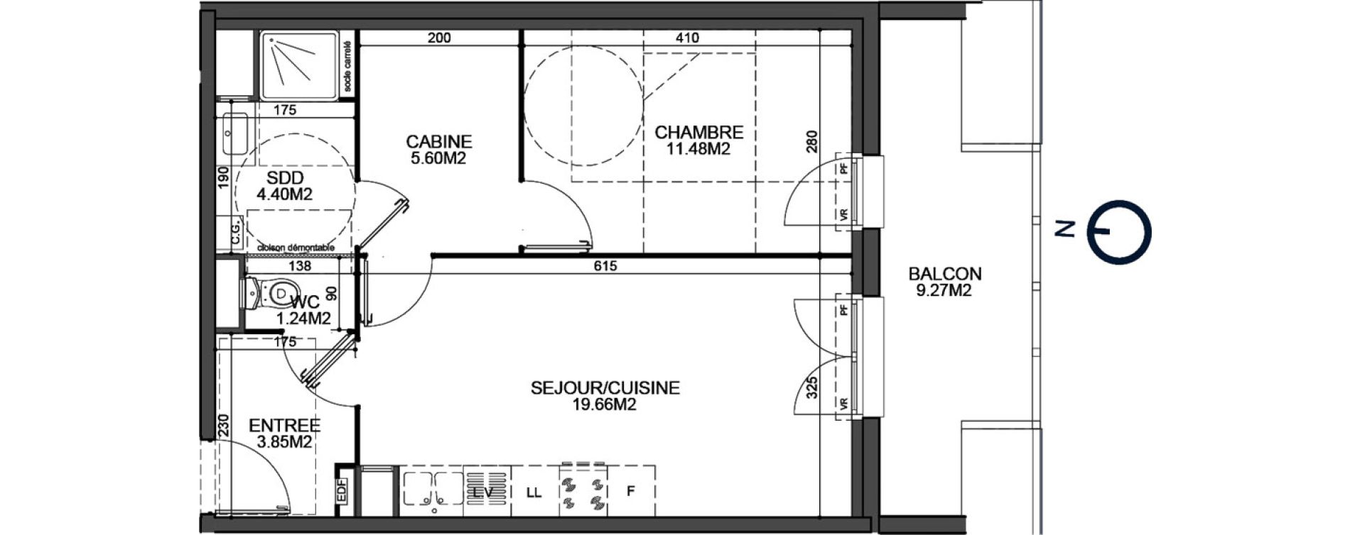 Appartement T2 de 46,23 m2 &agrave; Fort-Mahon-Plage Centre