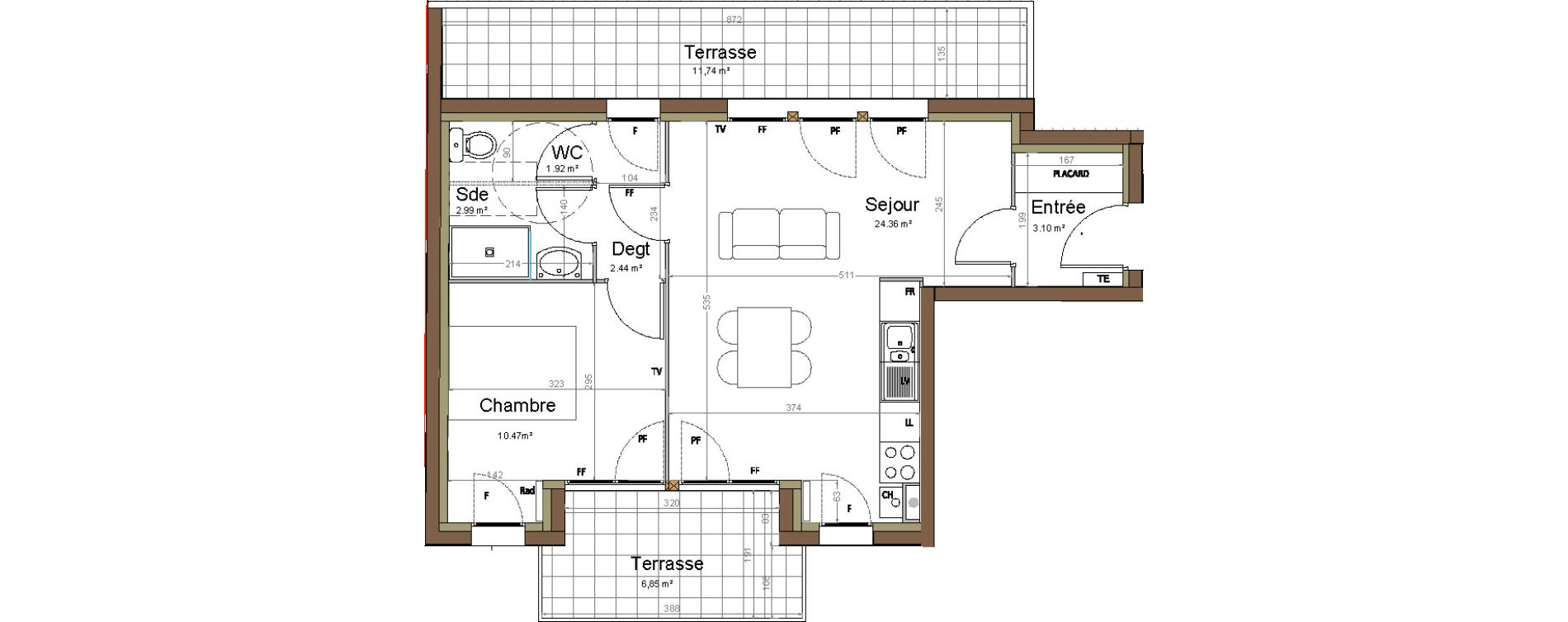 Appartement T2 de 45,28 m2 &agrave; Fort-Mahon-Plage Centre