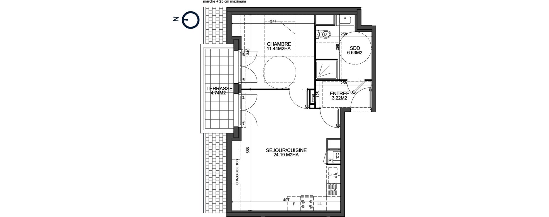 Appartement T2 de 45,48 m2 &agrave; Fort-Mahon-Plage Centre