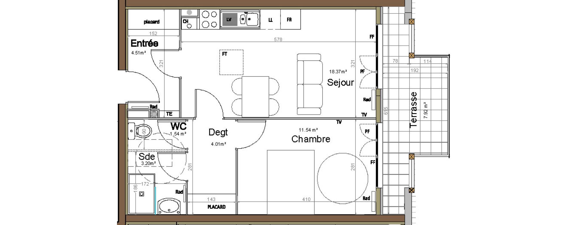 Appartement T2 de 43,17 m2 &agrave; Fort-Mahon-Plage Centre