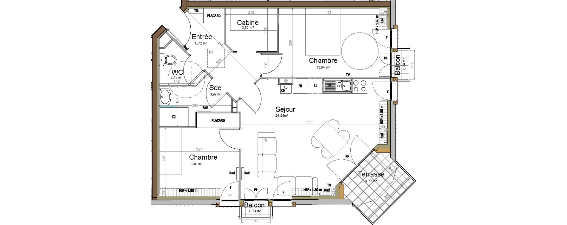 Appartement T3 de 63,52 m2 &agrave; Fort-Mahon-Plage Centre