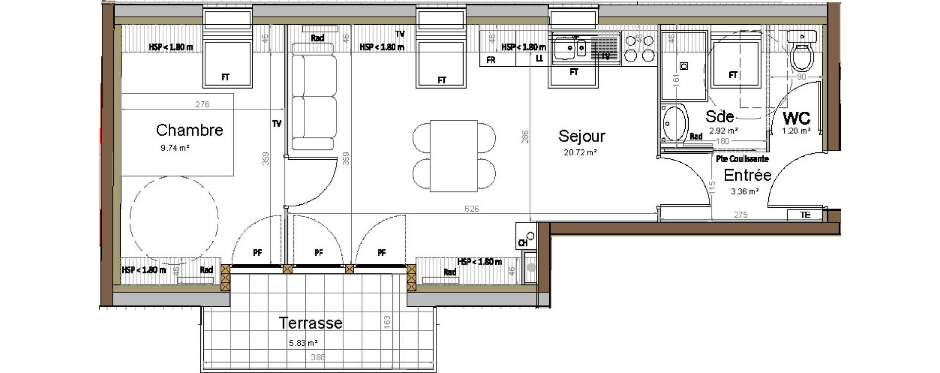 Appartement T2 de 38,37 m2 &agrave; Fort-Mahon-Plage Centre