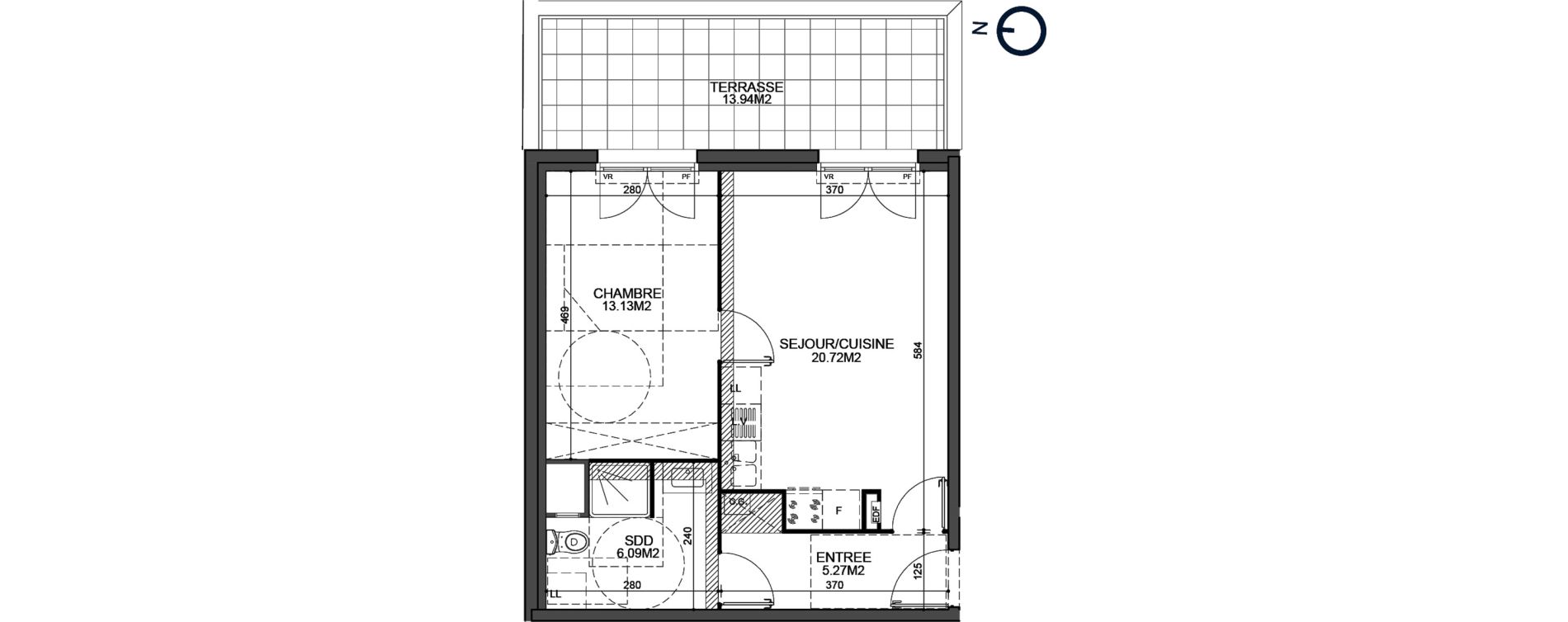 Appartement T2 de 45,21 m2 &agrave; Fort-Mahon-Plage Centre