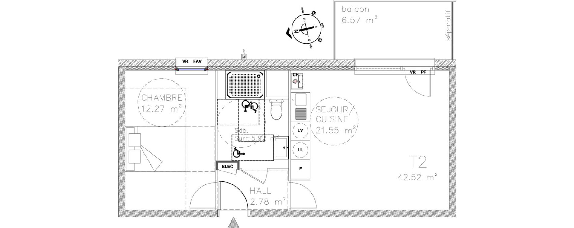 Appartement T2 de 42,52 m2 &agrave; Fort-Mahon-Plage Centre