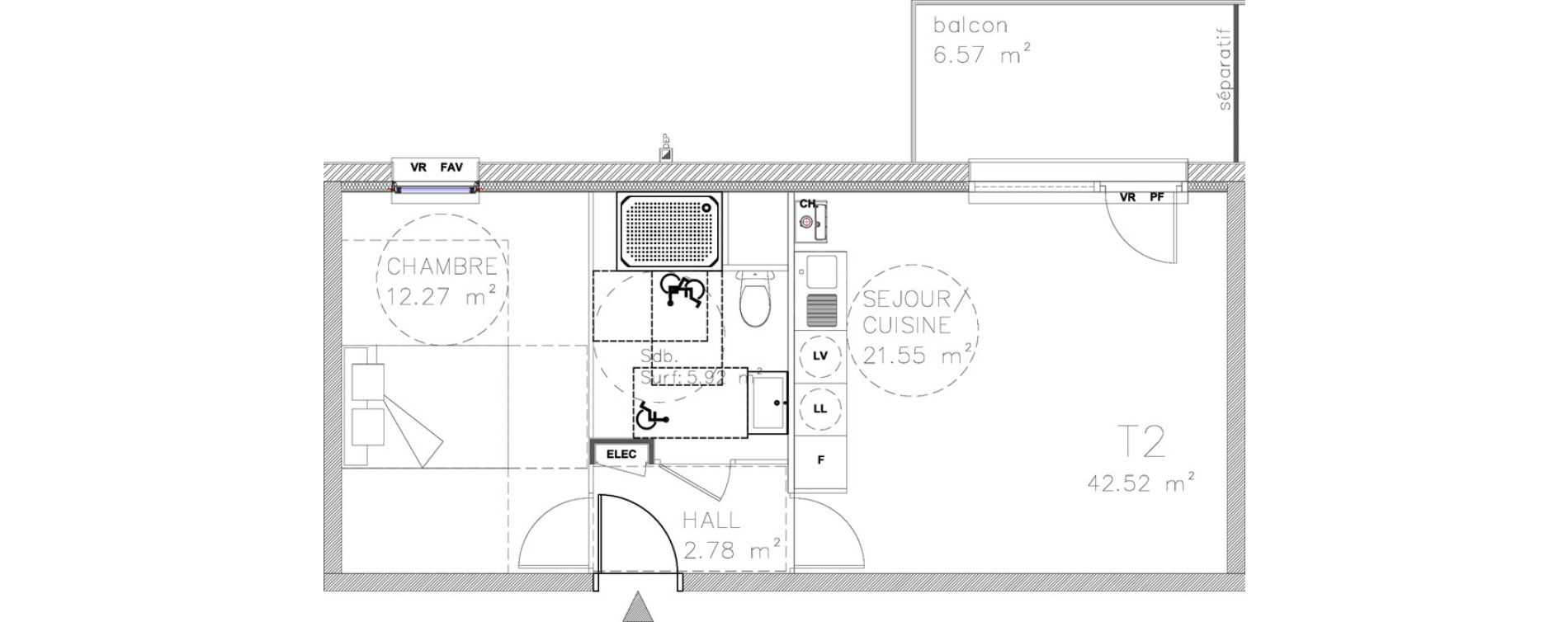 Appartement T2 de 42,52 m2 &agrave; Fort-Mahon-Plage Centre