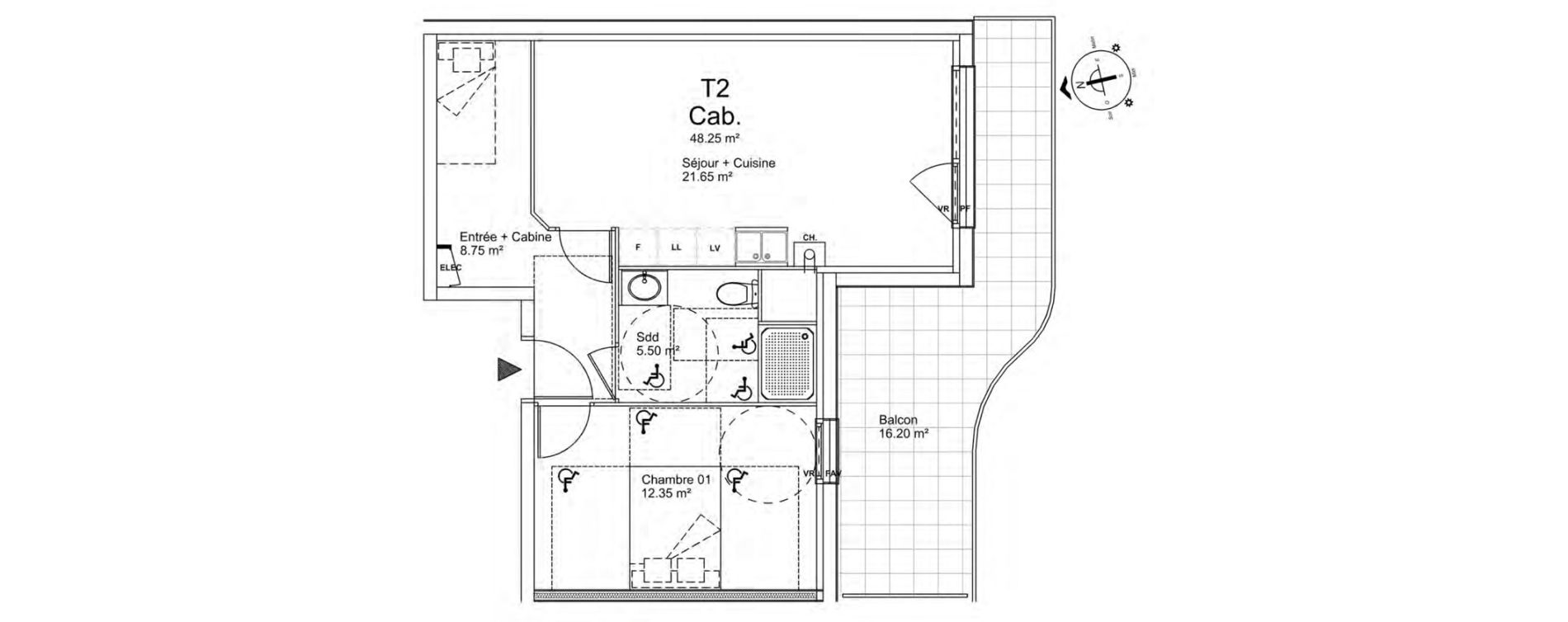 Appartement T2 de 48,25 m2 &agrave; Fort-Mahon-Plage Centre