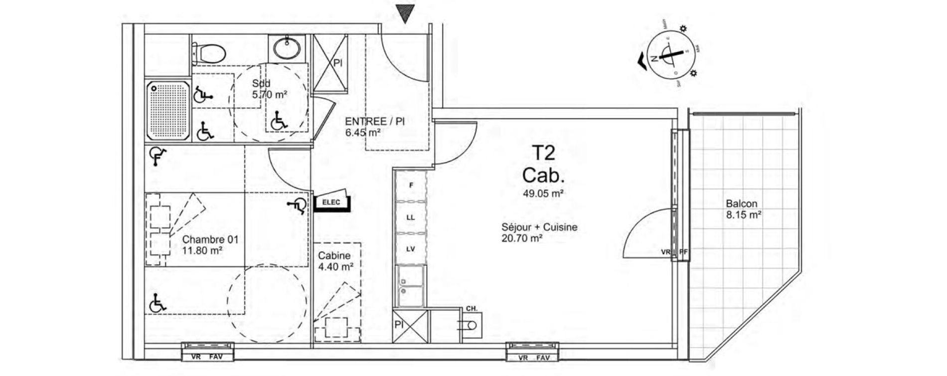 Appartement T2 de 49,05 m2 &agrave; Fort-Mahon-Plage Centre