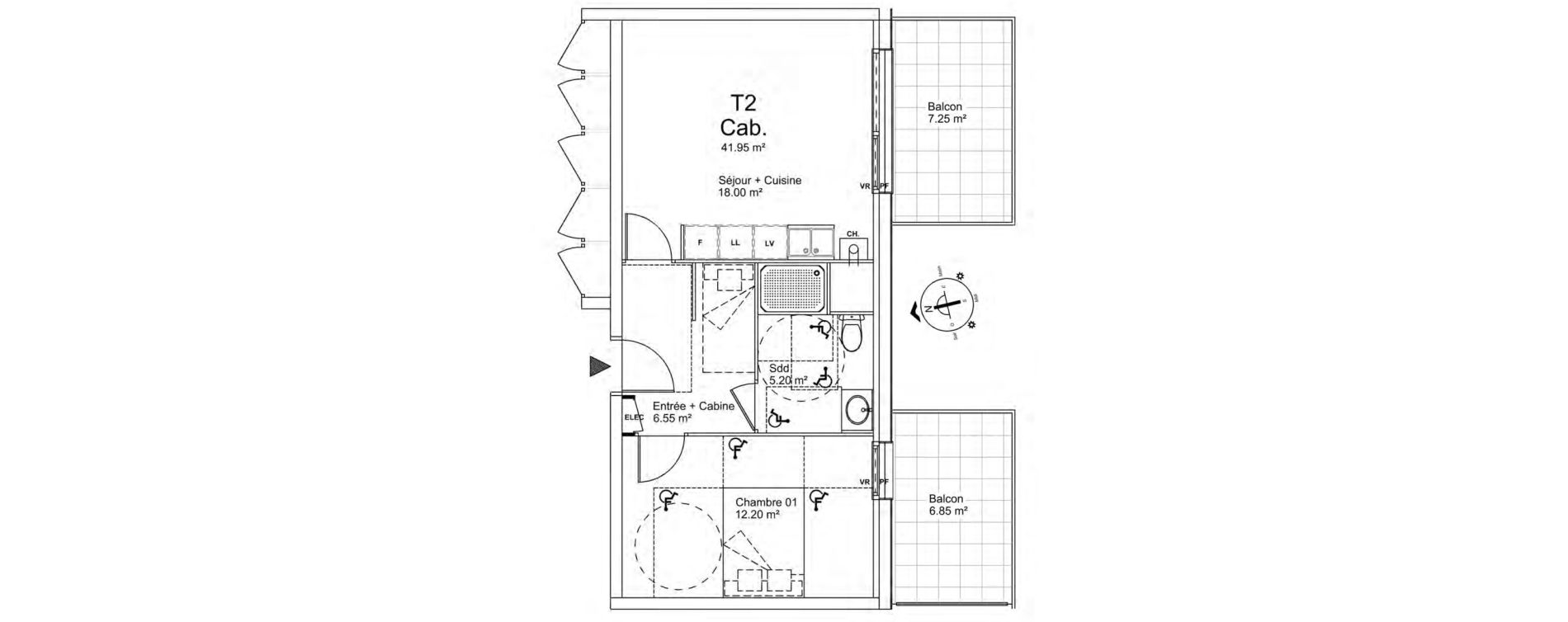 Appartement T2 de 41,95 m2 &agrave; Fort-Mahon-Plage Centre