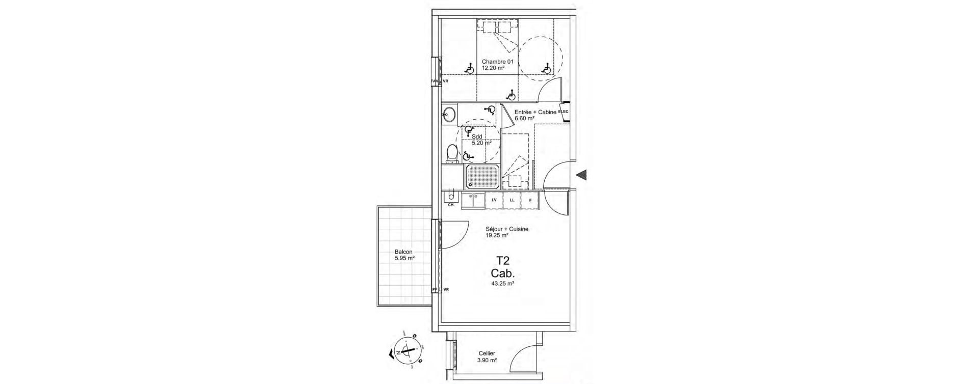 Appartement T2 de 43,25 m2 &agrave; Fort-Mahon-Plage Centre