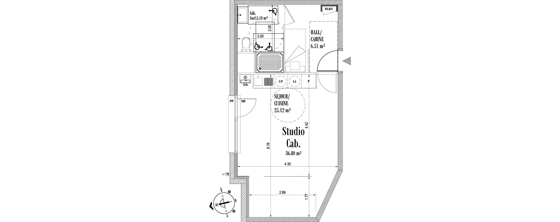 Appartement T1 de 36,80 m2 &agrave; Fort-Mahon-Plage Centre