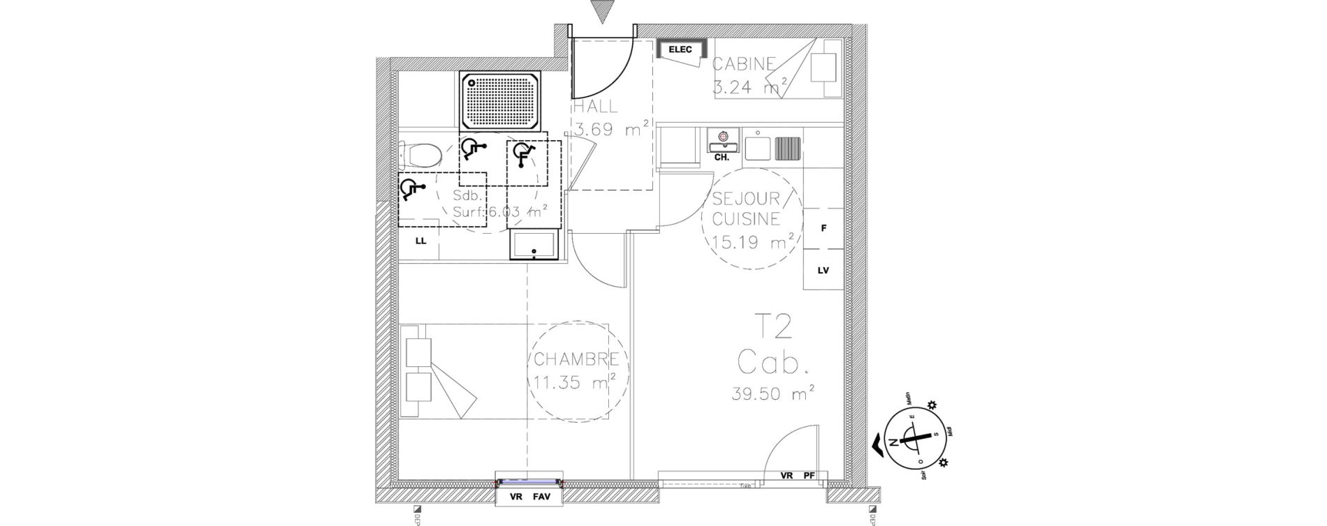 Appartement T2 de 39,50 m2 &agrave; Fort-Mahon-Plage Centre