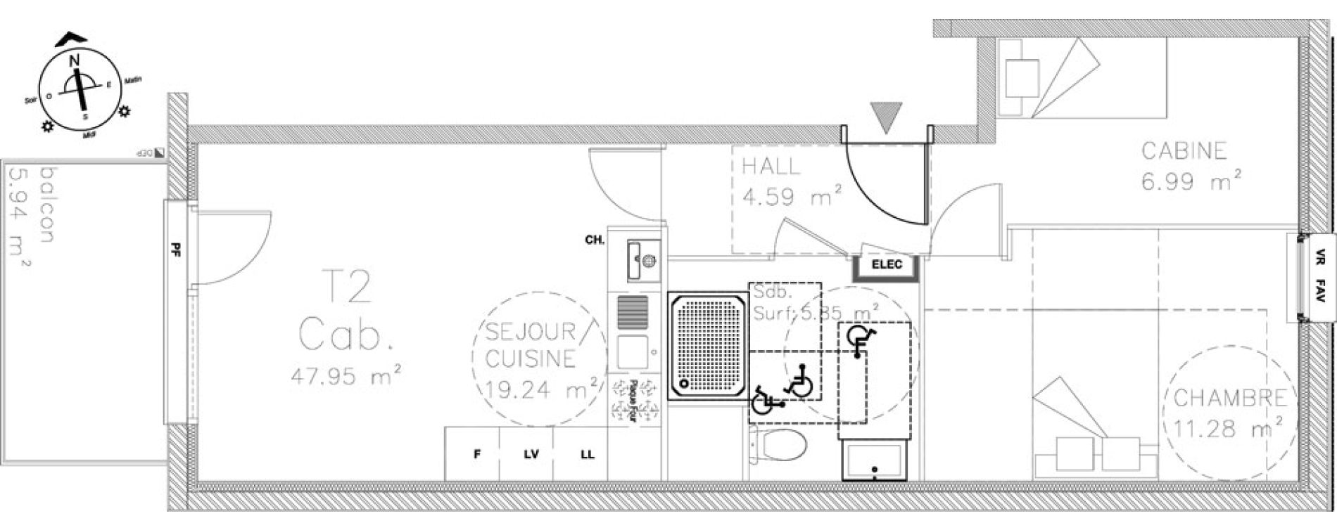 Appartement T2 de 47,95 m2 &agrave; Fort-Mahon-Plage Centre
