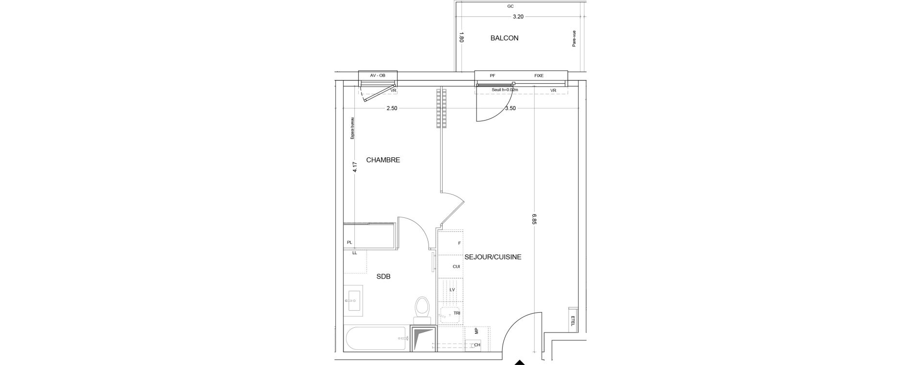 Appartement T2 de 39,87 m2 au Crotoy Centre