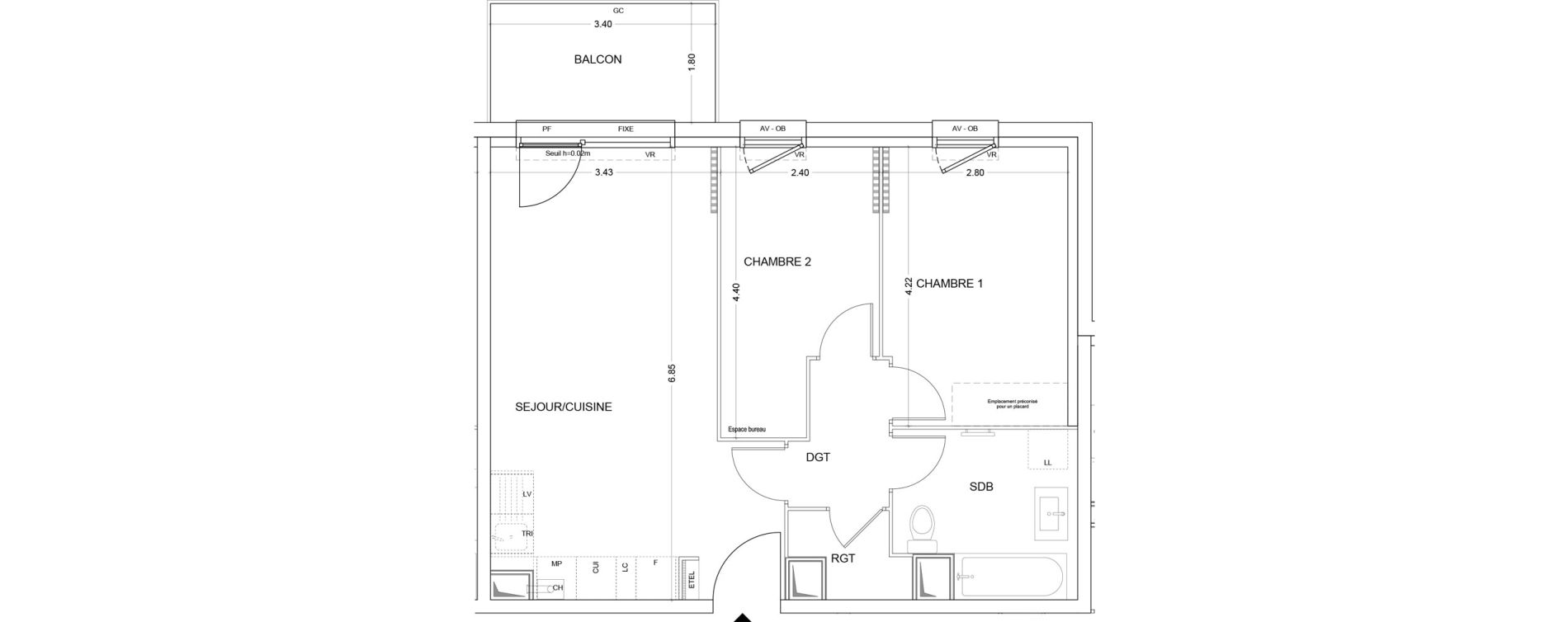 Appartement T3 de 57,42 m2 au Crotoy Centre