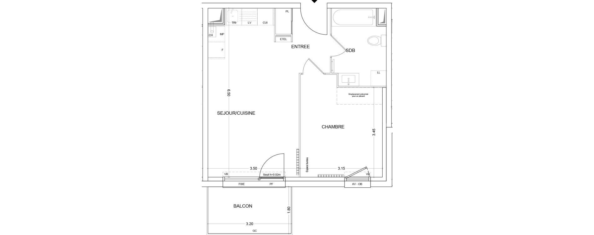 Appartement T2 de 42,55 m2 au Crotoy Centre
