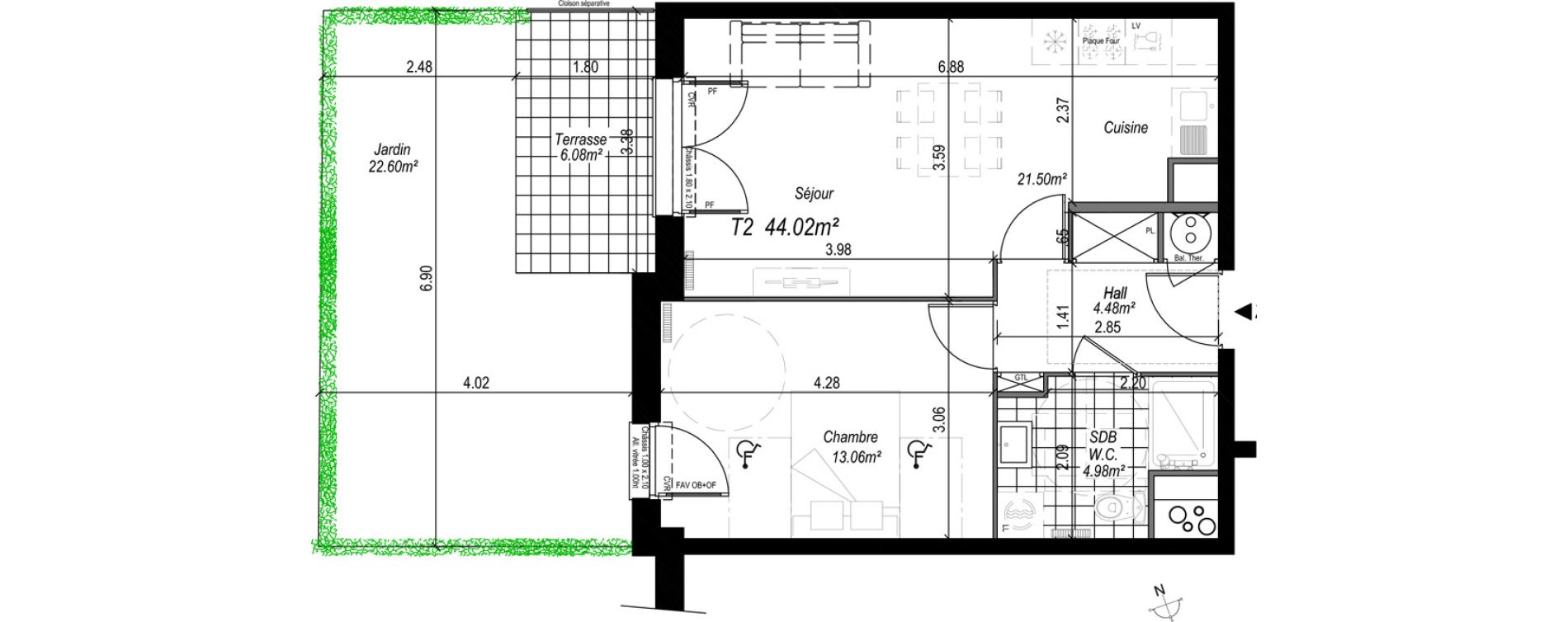 Appartement T2 de 44,02 m2 au Crotoy Centre