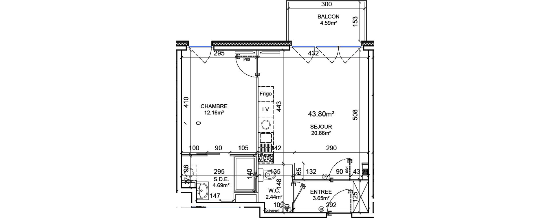 Appartement T2 de 43,80 m2 &agrave; Pont-De-Metz Centre