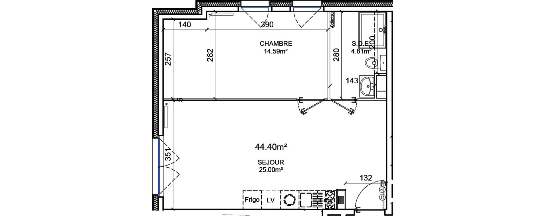 Appartement T2 de 44,40 m2 &agrave; Pont-De-Metz Centre