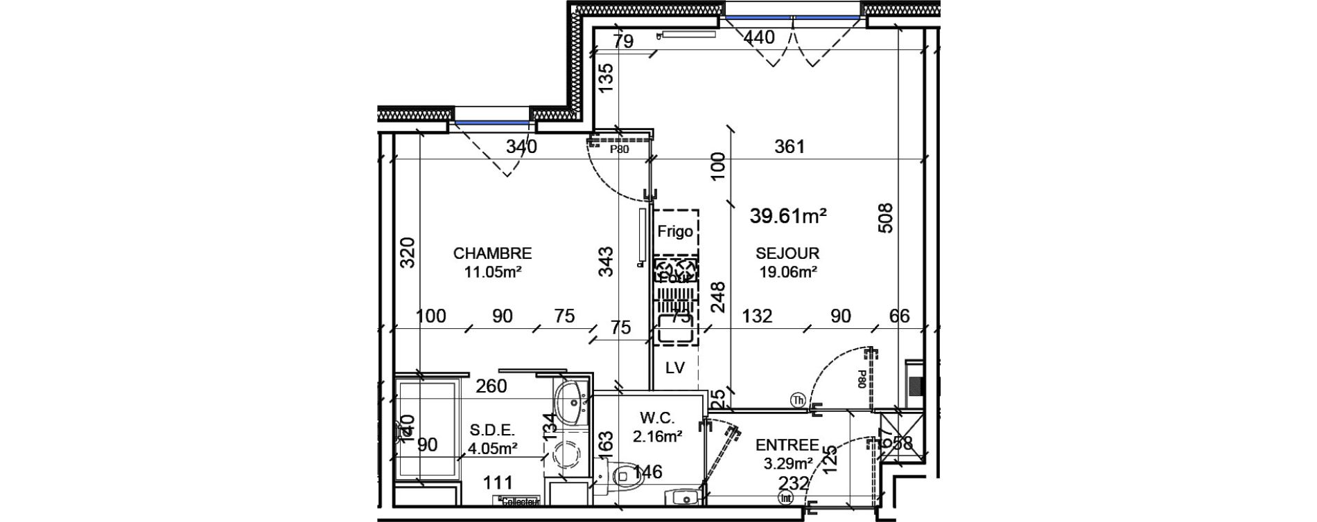 Appartement T2 de 39,61 m2 &agrave; Pont-De-Metz Centre