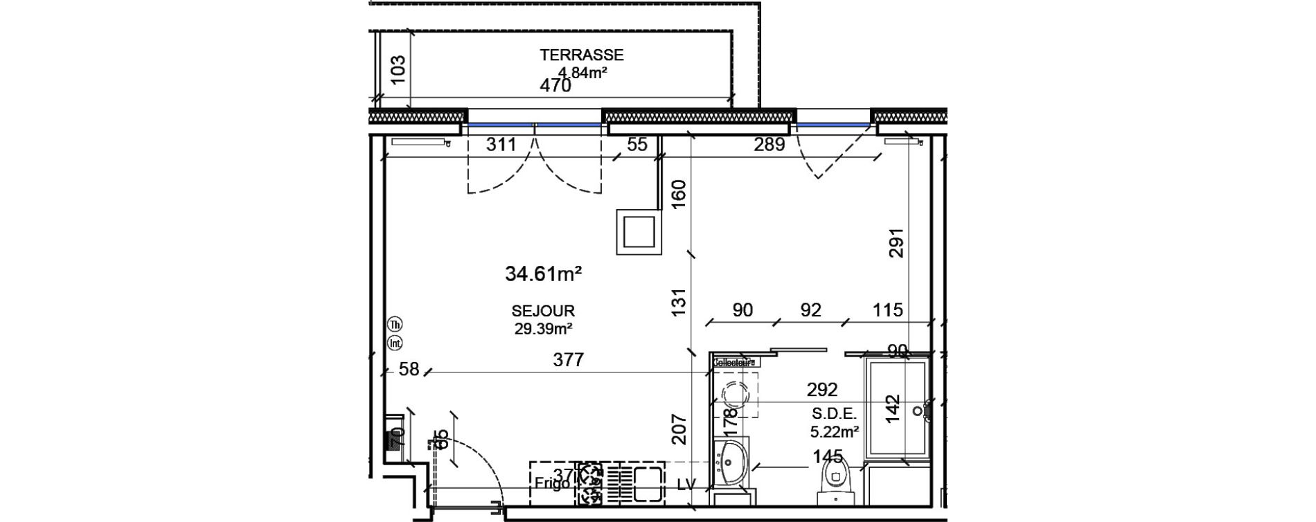 Appartement T1 de 34,61 m2 &agrave; Pont-De-Metz Centre