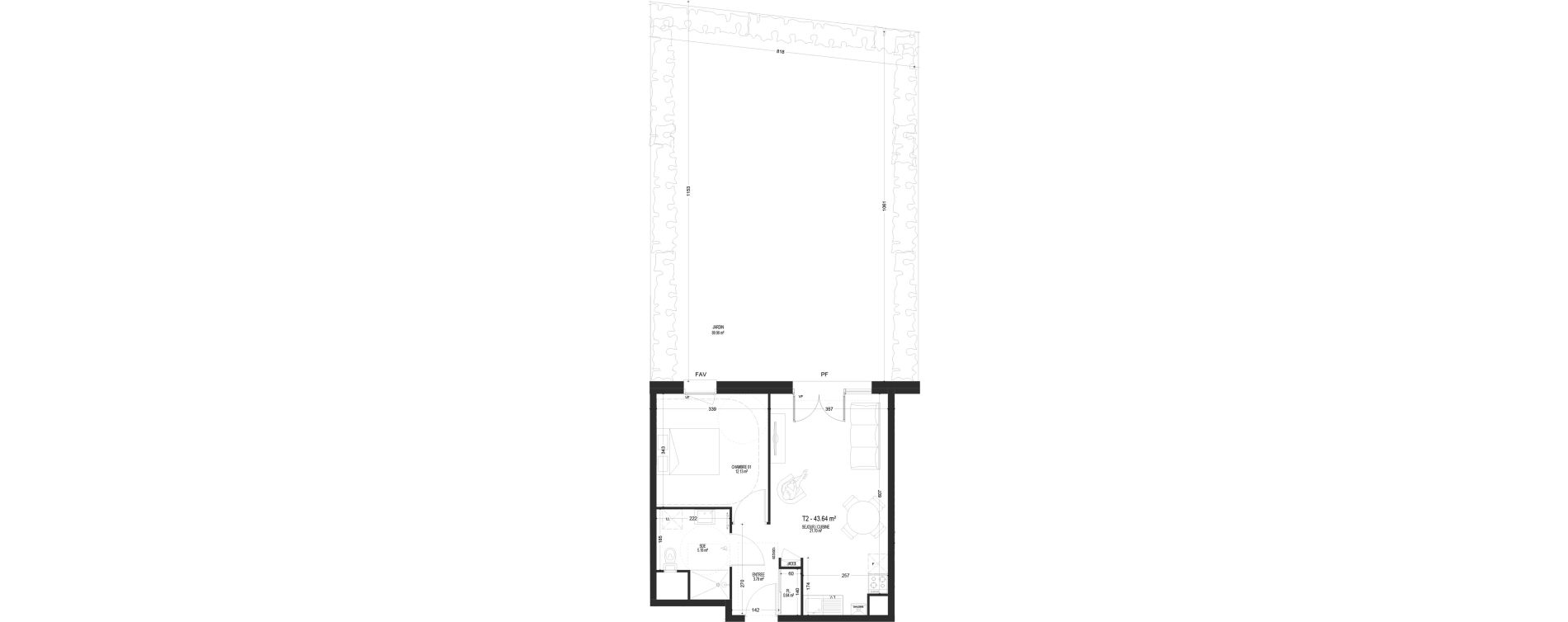 Appartement T2 de 43,64 m2 &agrave; Pont-De-Metz Centre