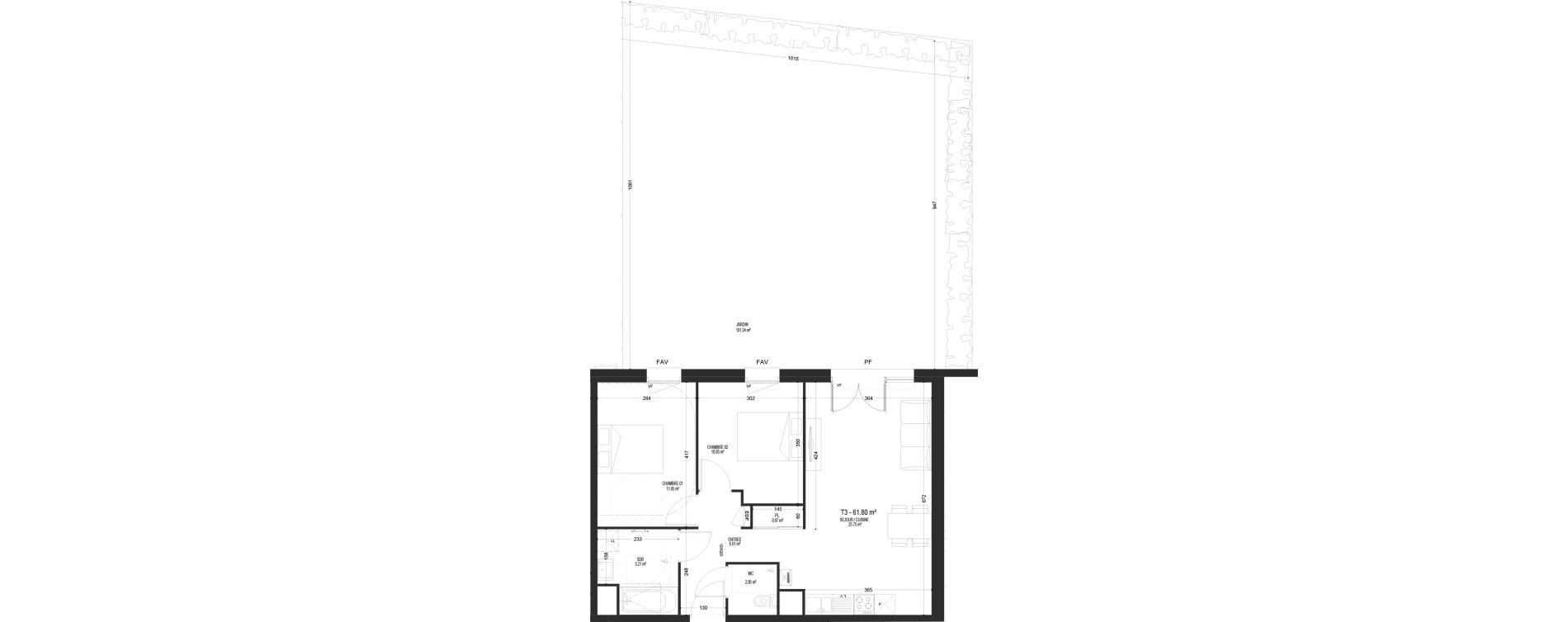 Appartement T3 de 61,80 m2 &agrave; Pont-De-Metz Centre