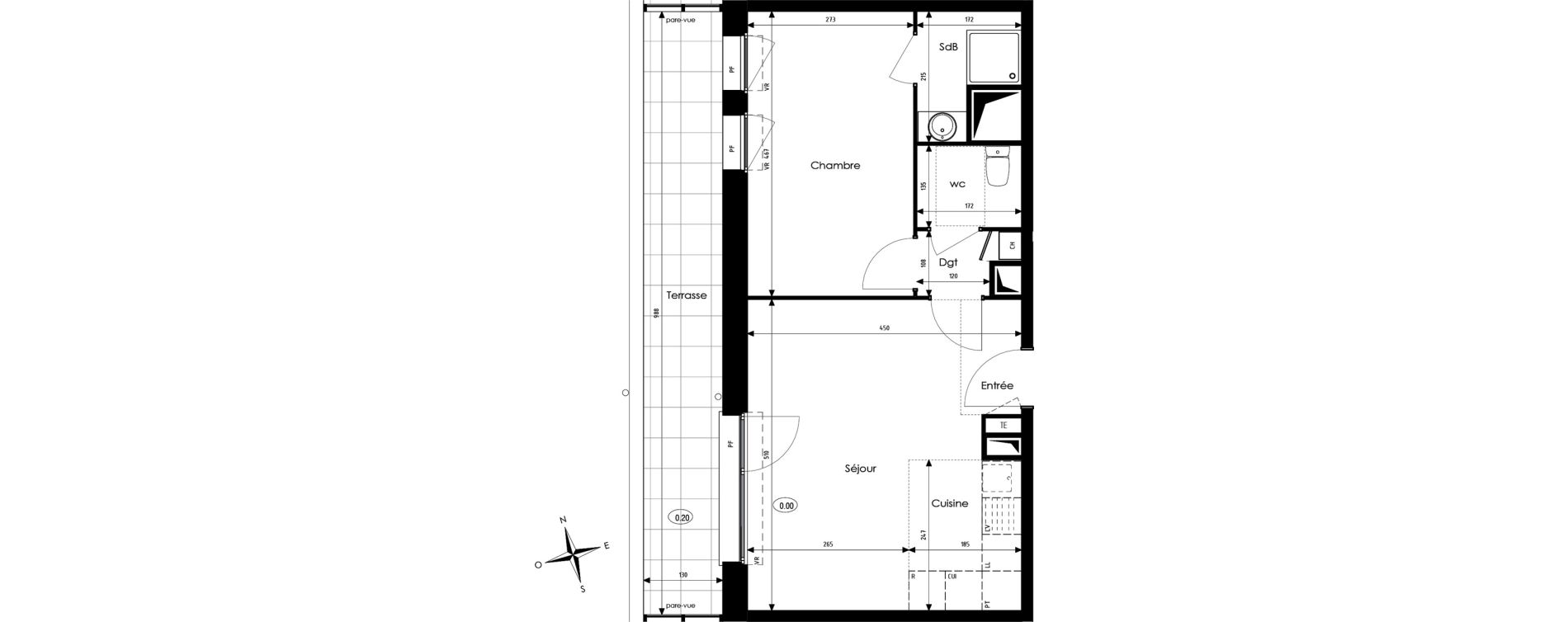 Appartement T2 de 41,90 m2 &agrave; Pont-De-Metz Centre