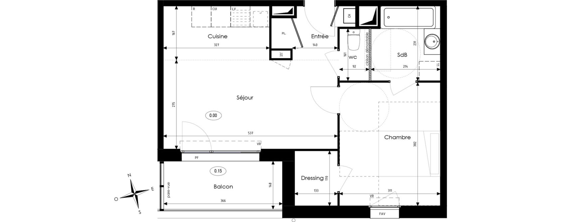 Appartement T2 de 43,87 m2 &agrave; Pont-De-Metz Centre