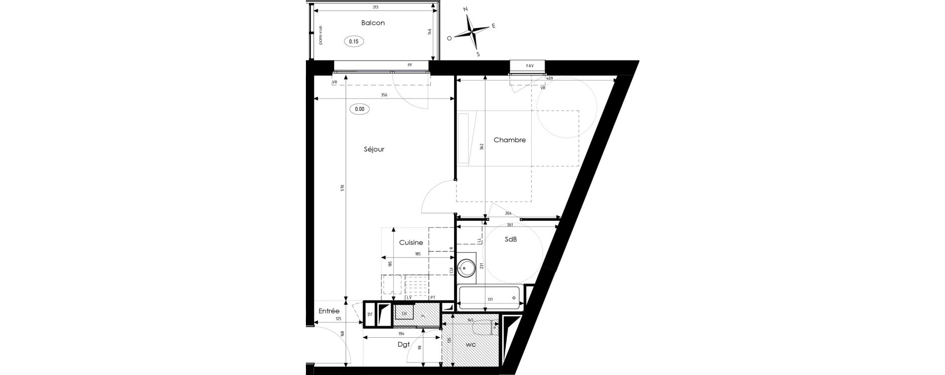 Appartement T2 de 44,12 m2 &agrave; Pont-De-Metz Centre