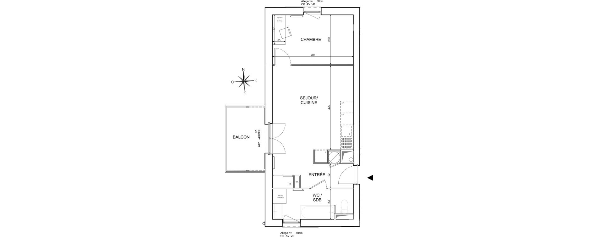 Appartement T2 de 40,60 m2 &agrave; Quend Plage