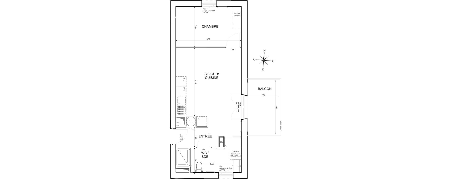 Appartement T2 de 40,37 m2 &agrave; Quend Plage