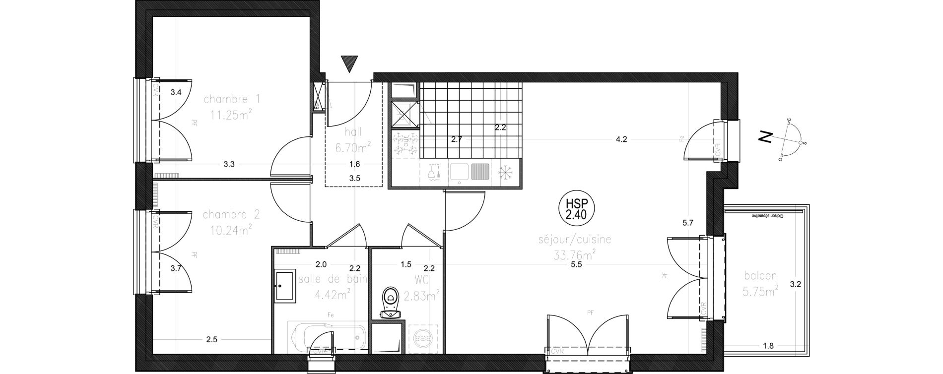 Appartement T3 de 69,20 m2 &agrave; Saigneville Saint-valery-sur-somme